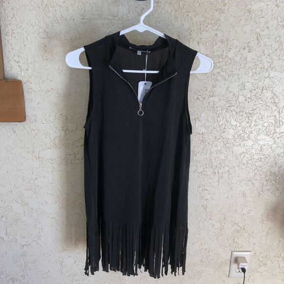 NWT Naked Zebra Black Fringed Tank - Picture 4 of 10
